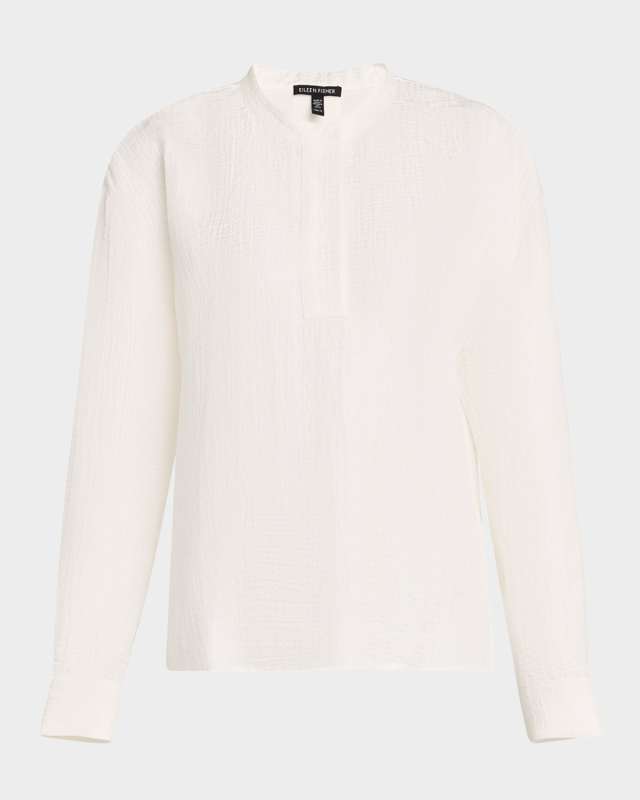 Textured Silk-Organic Linen Top